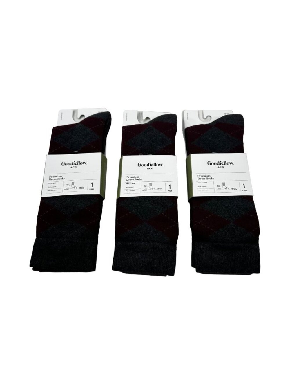Goodfellow And Co Men's Size 6-12 Socks Premium Dress Crew 3 Pair New
